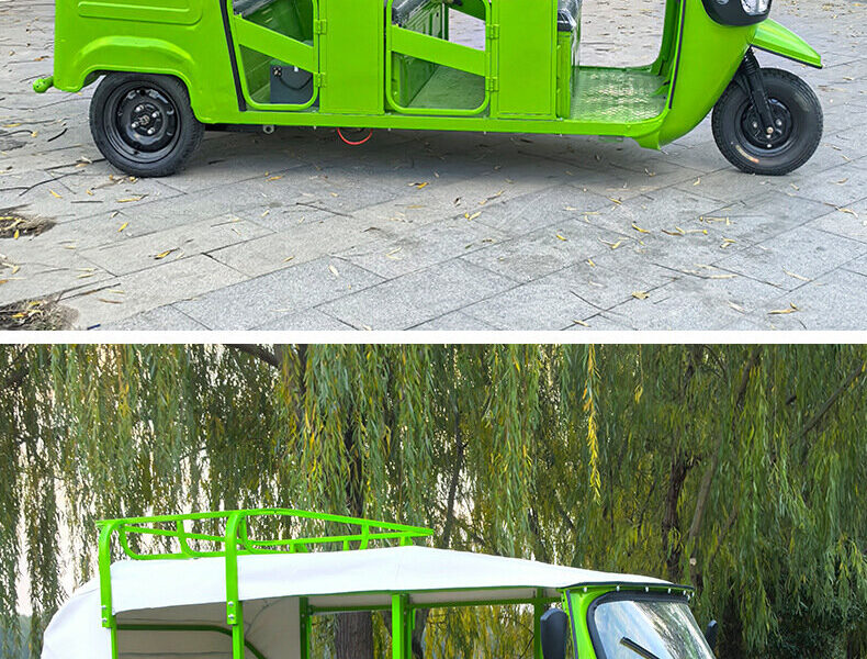 60V Open Electric Passenger Tricycle 501-800W Three Wheel Rickshaw 14 Inch Disc Brake Urban Transport