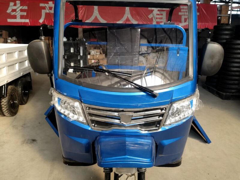 9 Wheel Tricycle High-Sided Gasoline Heavy-Duty 300cc 350cc Petrol Engine with One-piece Molded Cab Motorized Cargo Tricycle