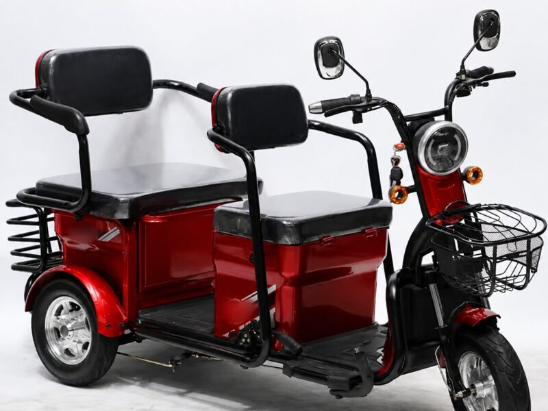 Adjustable Three-Seat Electric Tricycle 600W Rear Hub Motor Lead Acid Battery Steel Frame 3 Wheels