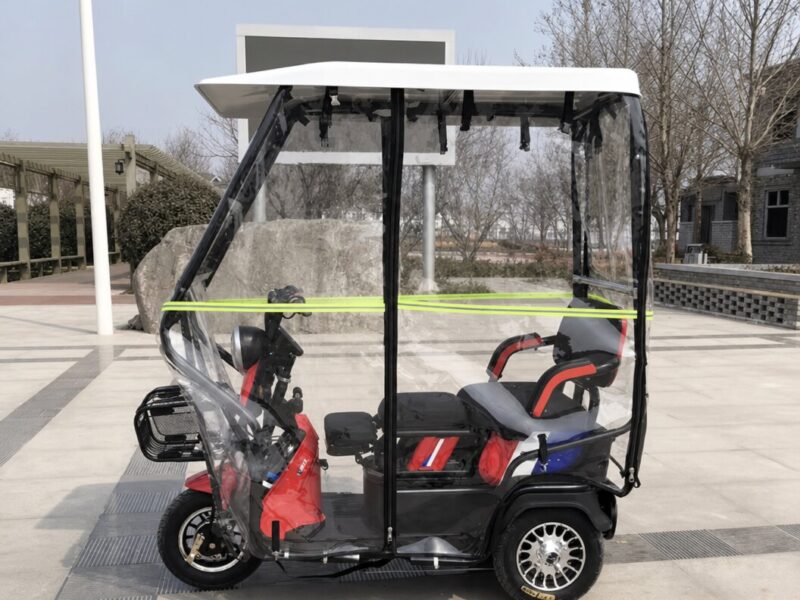 Adjustable Three-Seat Electric Tricycle 600W Rear Hub Motor Lead Acid Battery Steel Frame 3 Wheels