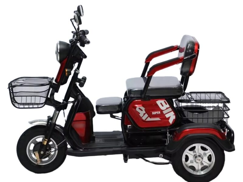 Adjustable Three-Seat Electric Tricycle 600W Rear Hub Motor Lead Acid Battery Steel Frame 3 Wheels
