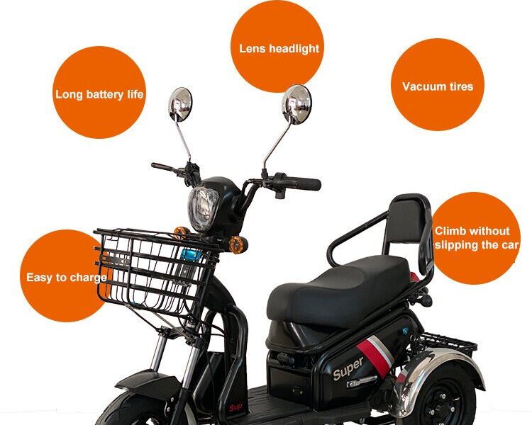 Adult 1000 Watt Electric Tricycle 3-Wheel Open Body Available in 48v and 60v Cheap Alternative to Traditional Bicycles
