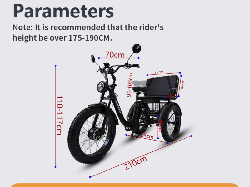 All Terrain Electric Tricycle Fat Tire 3 Wheel Bike for Adults Snow Beach Mountain Off Road Riding