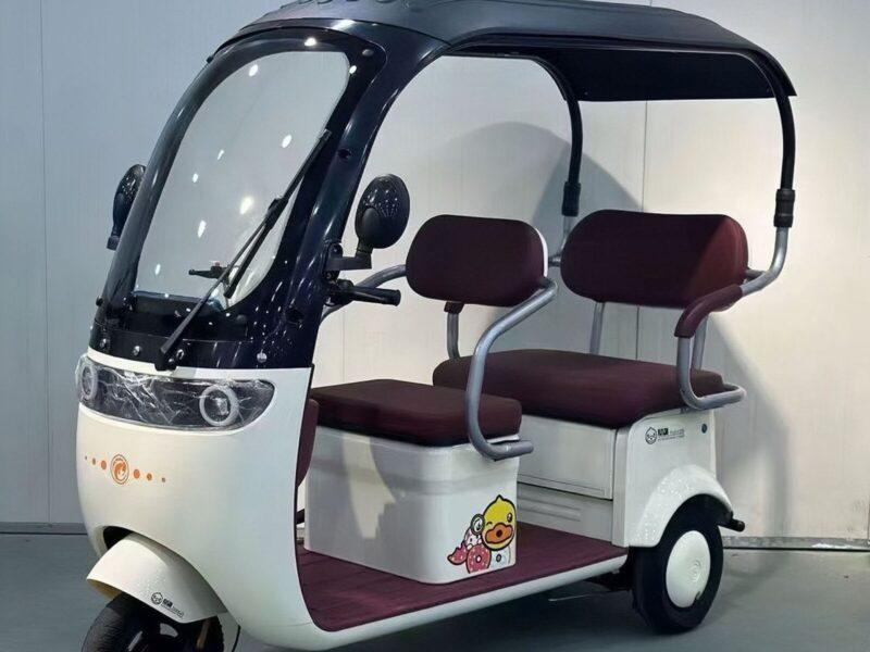 Aluminum Electric Tricycle with Rear Hub Motor and Shed 3-Wheel Design Power Supply From Lead-Acid Battery