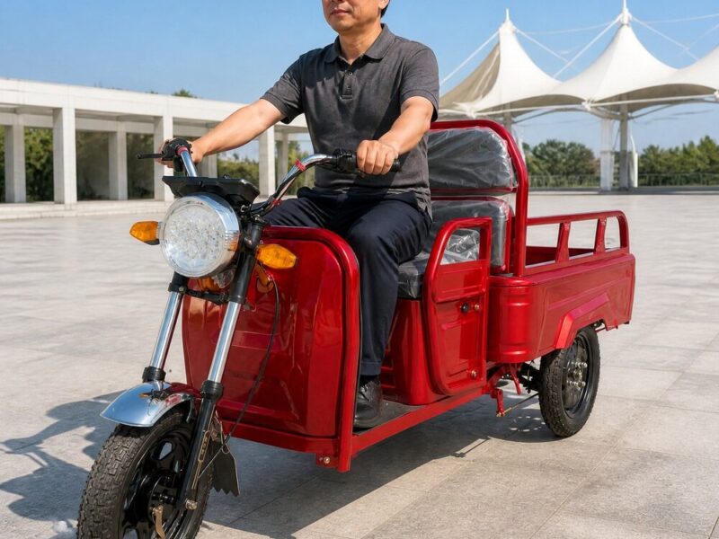 Cargo Electric Tricycle Open Three Wheel Transport Vehicle Two Person Carrier 351-500W 60V 300-12 Tires
