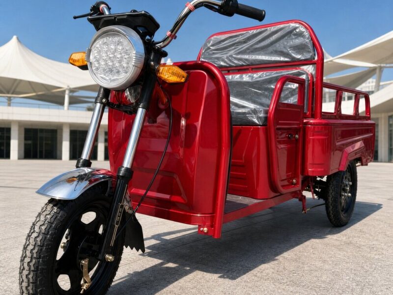 Cargo Electric Tricycle Open Three Wheel Transport Vehicle Two Person Carrier 351-500W 60V 300-12 Tires