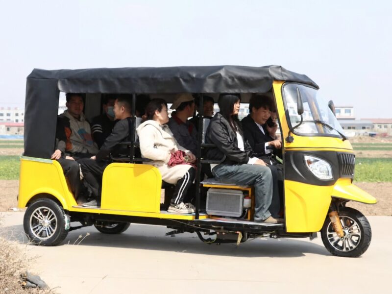 Chinese Factory Wholesale Motorized Open Body 200cc Gasoline Tuk Tuk Petrol Business Taxi Three Rows Seats Passenger Tricycle