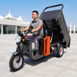 Electric Cargo Tricycle Three Wheel Open Body Utility Trike Heavy Load Transport Scooter with Raised Dump Bed