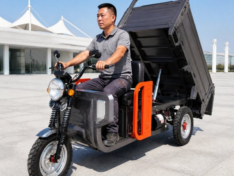 Electric Cargo Tricycle Three Wheel Open Body Utility Trike Heavy Load Transport Scooter with Raised Dump Bed