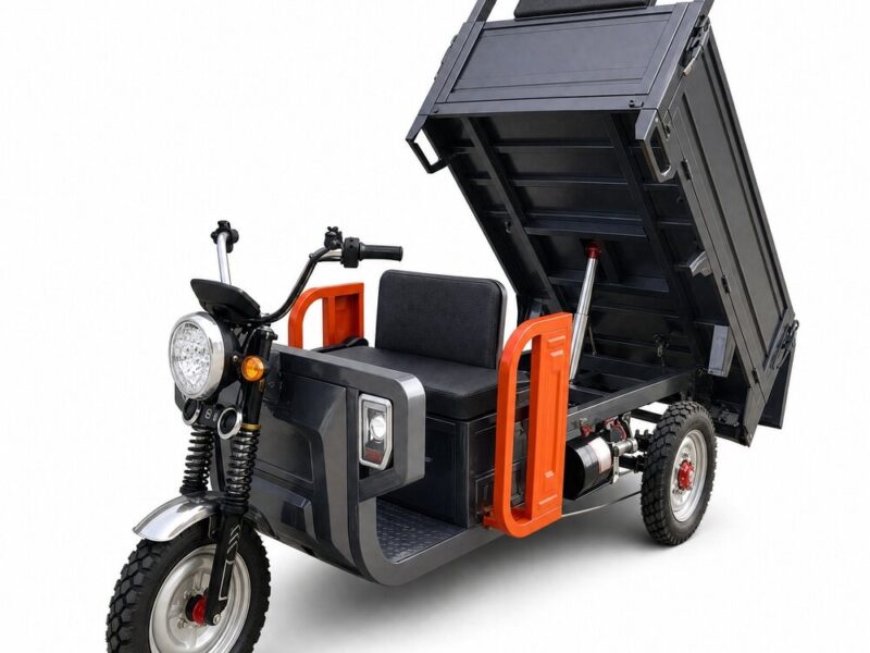 Electric Cargo Tricycle Three Wheel Open Body Utility Trike Heavy Load Transport Scooter with Raised Dump Bed