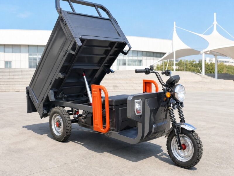 Electric Cargo Tricycle Three Wheel Open Body Utility Trike Heavy Load Transport Scooter with Raised Dump Bed