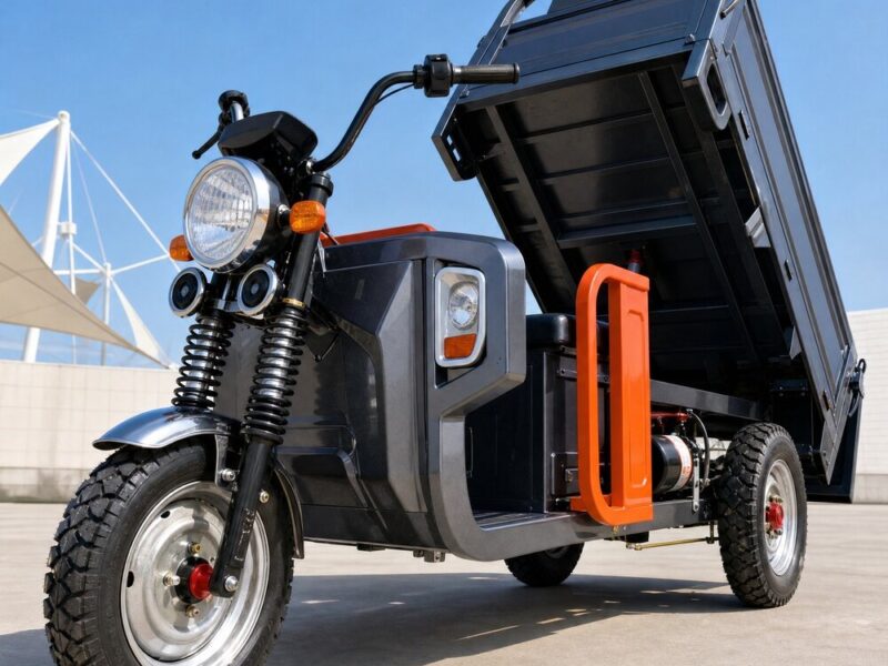 Electric Cargo Tricycle Three Wheel Open Body Utility Trike Heavy Load Transport Scooter with Raised Dump Bed