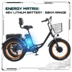 Factory Direct 48V 500W All-Terrain Dual Basket Steel Pedal Assist 20 Inch Fat Tire Electric Tricycle for Cargo Delivery - image 2