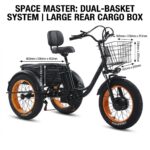 Factory Direct 48V 500W All-Terrain Dual Basket Steel Pedal Assist 20 Inch Fat Tire Electric Tricycle for Cargo Delivery - image 3