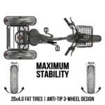 Factory Direct 48V 500W All-Terrain Dual Basket Steel Pedal Assist 20 Inch Fat Tire Electric Tricycle for Cargo Delivery - image 4