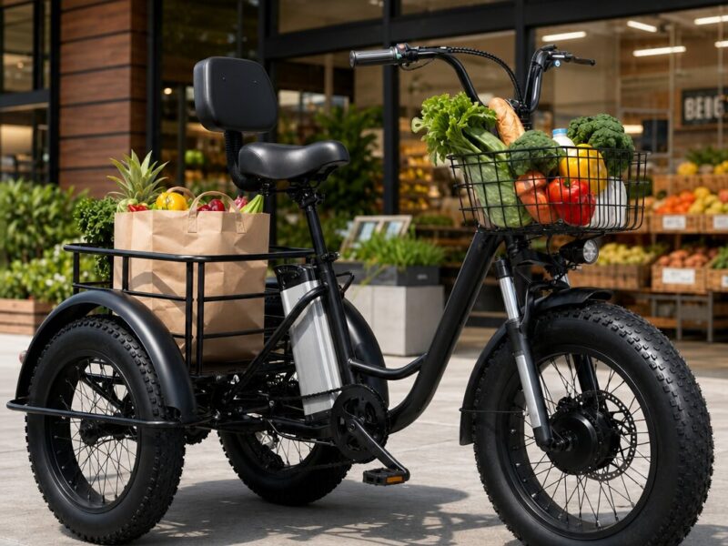 Factory Direct 48V 500W All-Terrain Dual Basket Steel Pedal Assist 20 Inch Fat Tire Electric Tricycle for Cargo Delivery