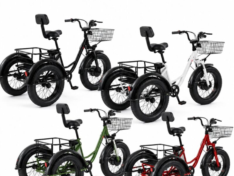 Factory Direct 48V 500W All-Terrain Dual Basket Steel Pedal Assist 20 Inch Fat Tire Electric Tricycle for Cargo Delivery