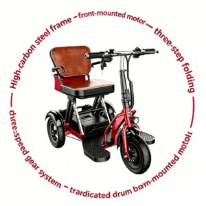 Factory Direct Adult Leisure Mini Electric Tricycle 3 Speed 48V Lithium Battery Brushless Motor Folding Design Commuter Vehicle