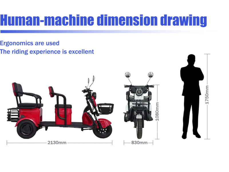Hot-selling Open Body Electric Tricycle 500w 60v Outdoor Electric 3 Wheel Scooter 3 Seats Electric Tricycle for Adult