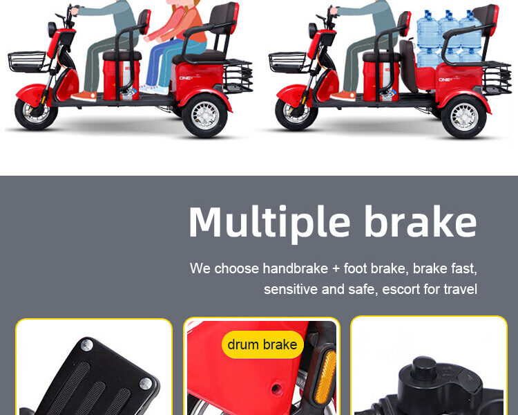 Hot Sale Cheap 3 Wheel Electric Trike for Family Use High Speed 60v20Ah 600W 800W 1000W Electric Tricycle Open Body for Adults