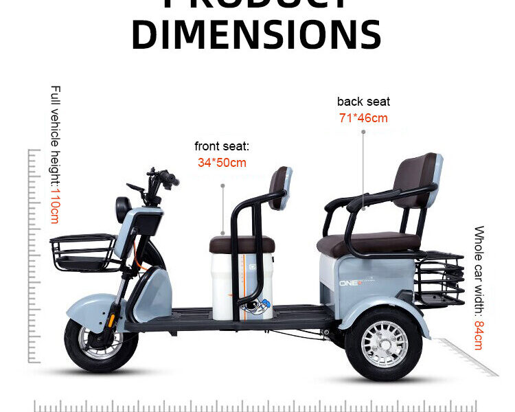 Hot Sale Cheap 3 Wheel Electric Trike for Family Use High Speed 60v20Ah 600W 800W 1000W Electric Tricycle Open Body for Adults