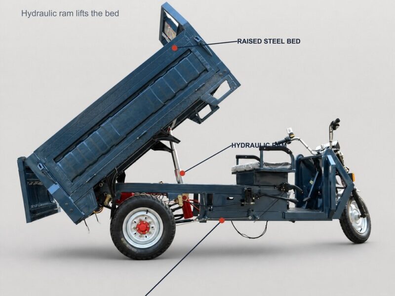 Hydraulic Self-unloading Heavy Duty Electric Tricycle 3000W 500KG Open Body Construction Agriculture