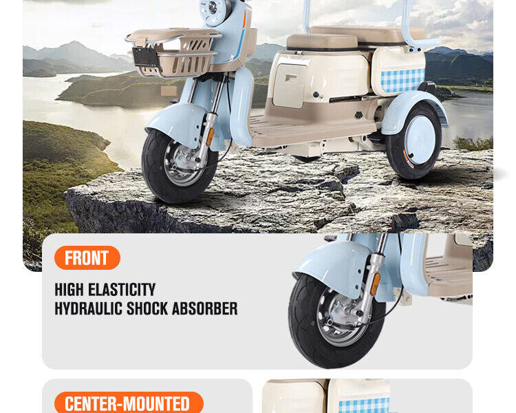 Open Body Adult Electric Tricycle with 500W-1200W Motor 35km/h Speed & 200kg Payload