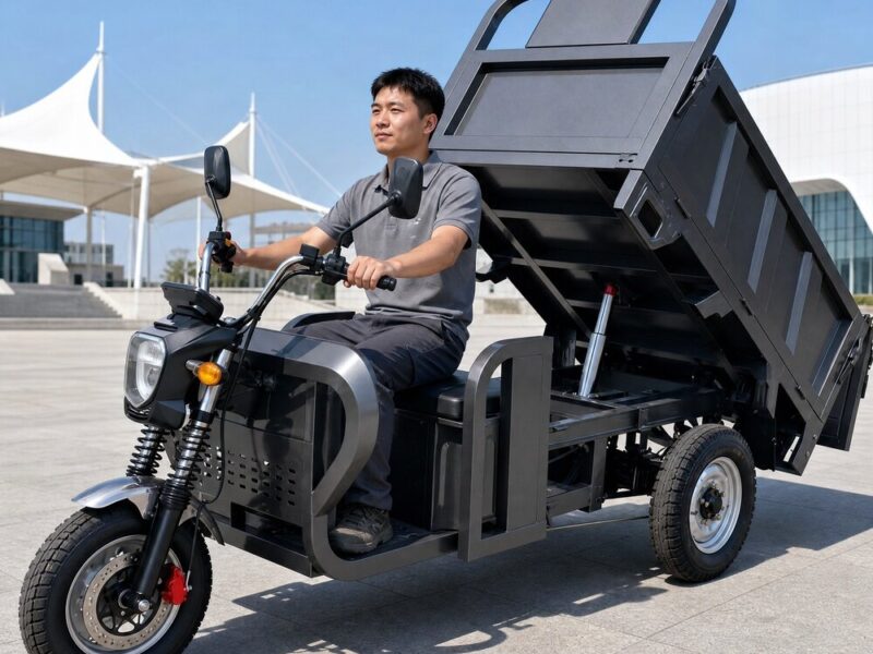 Over 1000W Over 60V Electric Cargo Tricycle Open Body Three Wheel Utility Transport Vehicle Tilting Bed 54km/h