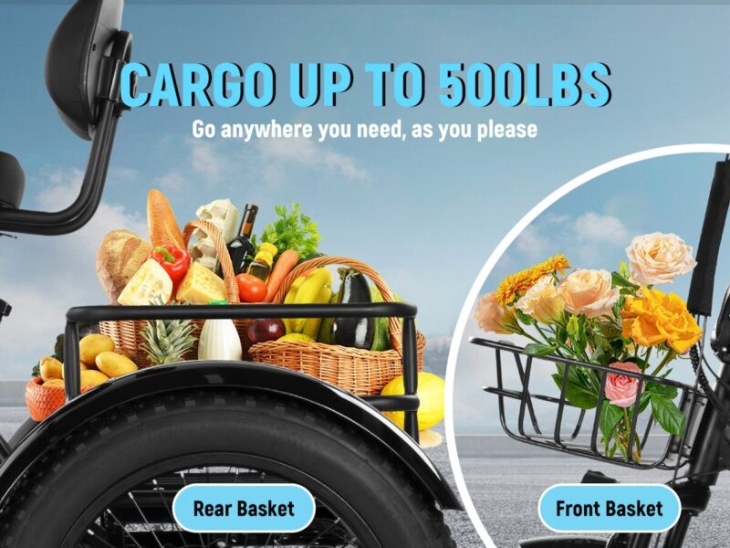 Qlife Triker Plus Folding 3 Wheels Trike Ebike Electric Cargo Bike Tricycle for Adult