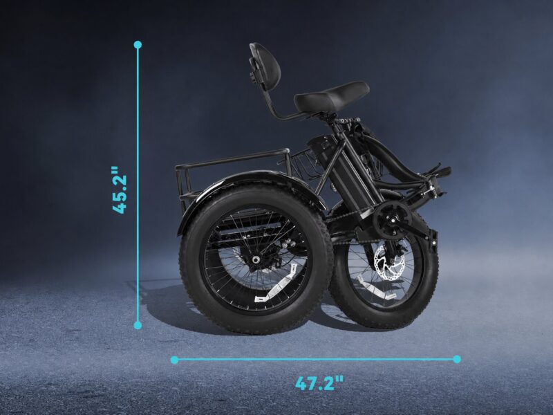 Qlife Triker Plus Folding 3 Wheels Trike Ebike Electric Cargo Bike Tricycle for Adult