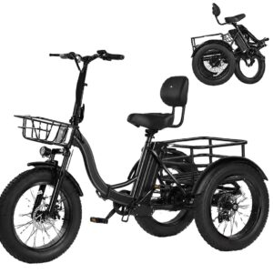 Qlife Triker Plus Folding 3 Wheels Trike Ebike Electric Cargo Bike Tricycle for Adult
