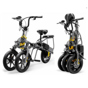 Small Folding Inverted Trike, Adult & Teen Commuter, Dual Battery, Ultra-Light Electric Tricycle for Parent-Child