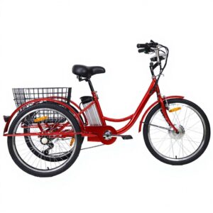 The Newest Hot Adult Electric Tricycle 24 Inch 3 Wheel with Lithium Battery Brushless Motor Rear Basket & 300KG Load Capacity