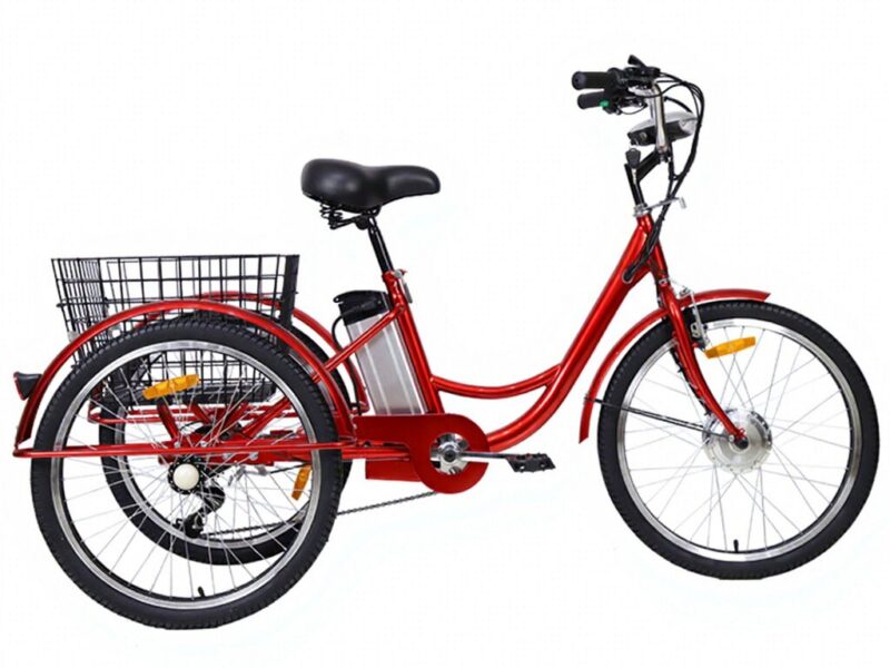 The Newest Hot Adult Electric Tricycle 24 Inch 3 Wheel with Lithium Battery Brushless Motor Rear Basket & 300KG Load Capacity