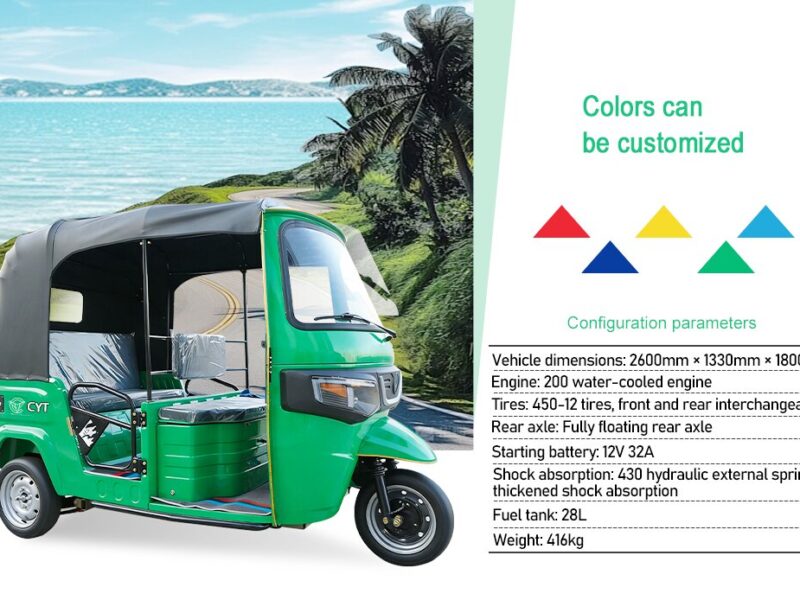 Three-wheeled Tuk-tuk/motorcycle with Gasoline Engine Passenger Tricycle Gasoline Passenger Tricycle with Chnopy