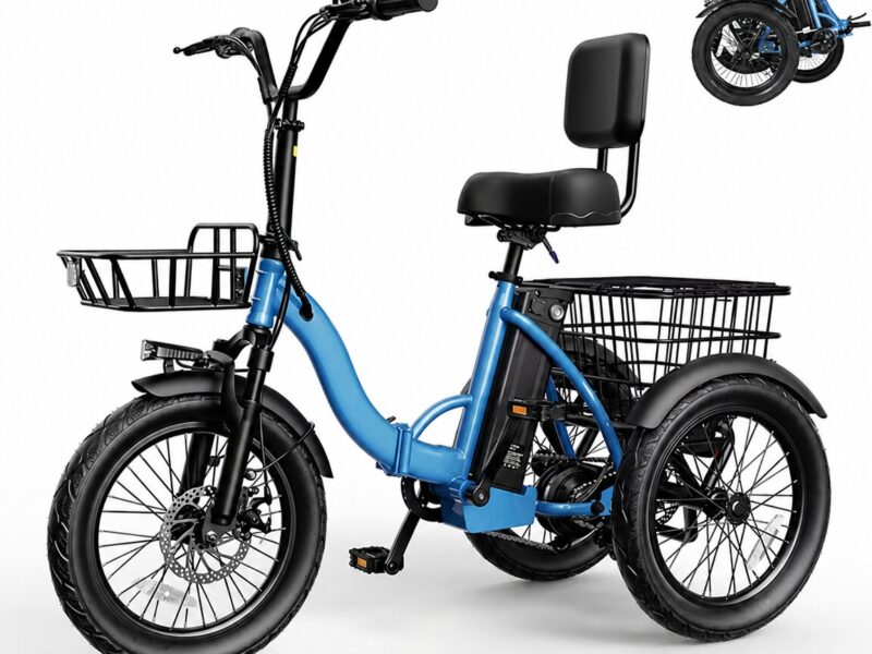 US Stock Folding 3 Wheels Pedal-Assist Elderly Mini Electric Cargo Trike Bike