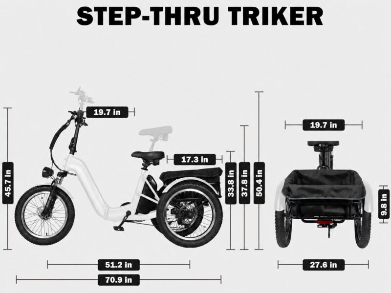 Wholesale Heavy Duty Fat Tire Electric Trike Folding 3 Wheel Electric Bike for Adults with Rear Rack