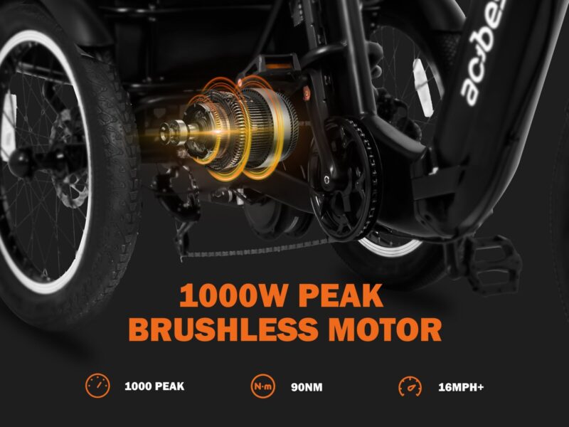 Wholesale Heavy Duty Fat Tire Electric Trike Folding 3 Wheel Electric Bike for Adults with Rear Rack