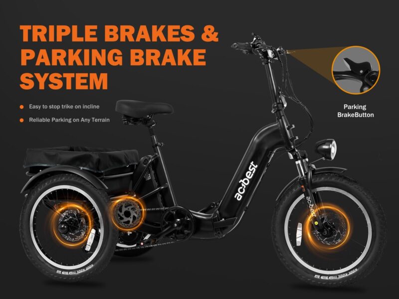 Wholesale Heavy Duty Fat Tire Electric Trike Folding 3 Wheel Electric Bike for Adults with Rear Rack