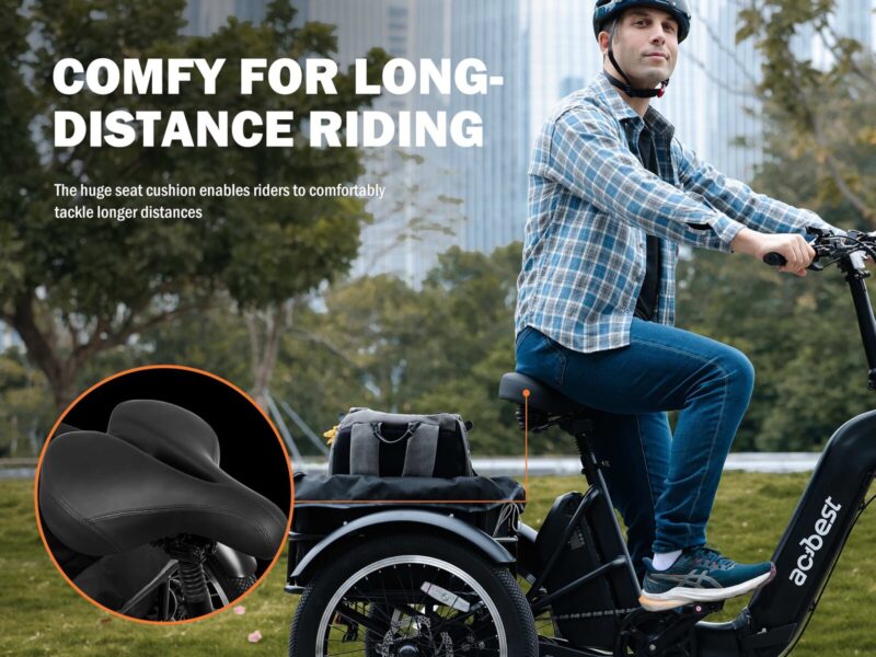 Wholesale Heavy Duty Fat Tire Electric Trike Folding 3 Wheel Electric Bike for Adults with Rear Rack