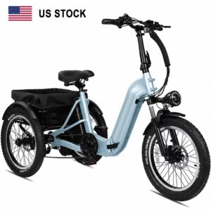 Wholesale Heavy Duty Fat Tire Electric Trike Folding 3 Wheel Electric Bike for Adults with Rear Rack